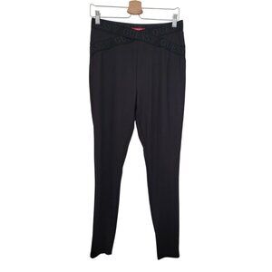 Guess L.A Women's Black High-Waist Leggings Spell-Out Logo Waistband Sz L